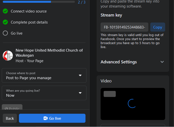 Start the Stream and Go Live